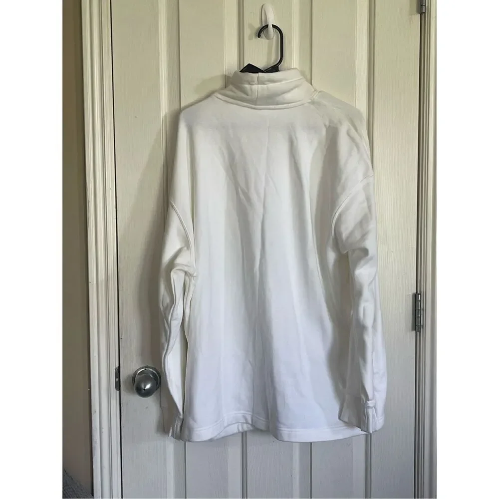 New Nike Women White Sportswear Club Fleece Oversized Mock Neck Sweatshirt Large